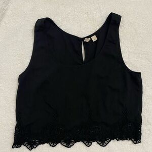 Frenchi Black Lace Hem Tank Top
